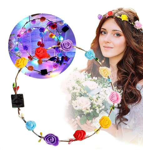 6 Corona De Flores Artificial Tiara Multicolor Fiesta Prince