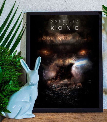 Cuadro Marco Negro Poster 33x48cm Godzilla Vs King Kong Arte