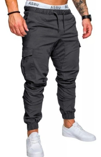 Pantalón Bolsas Cargo Jogger Moda Casual Gabardina 2905