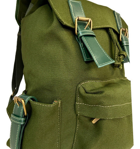 Mochila vintage de lona para mujer Comporta Notebook Color Verde