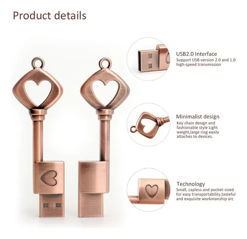 Unidad Flash Usb De 32 Gb Con Forma De Llave De Metal