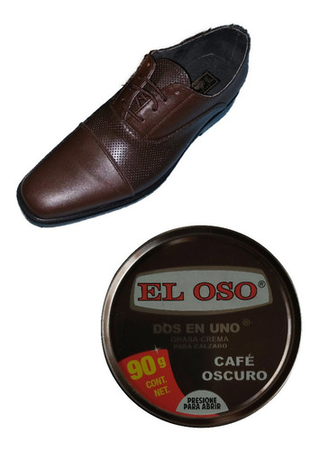 Grasa Dos En Uno Oso De 90 Gr Para Zapatos Color Café Oscuro