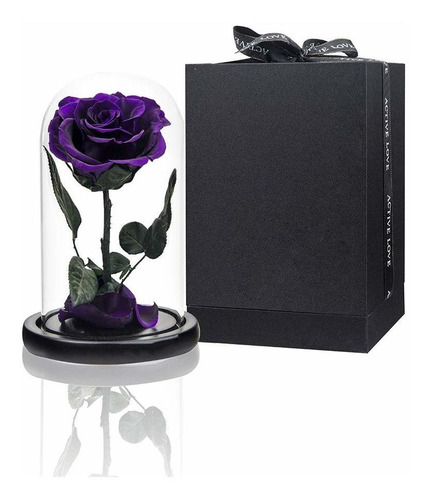 Rosa Preservada Púrpura   Rose En Cúpula De Vidrio, R...