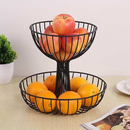 / Soporte For Cesta De Frutas De Metal De 2 Niveles, Soporte