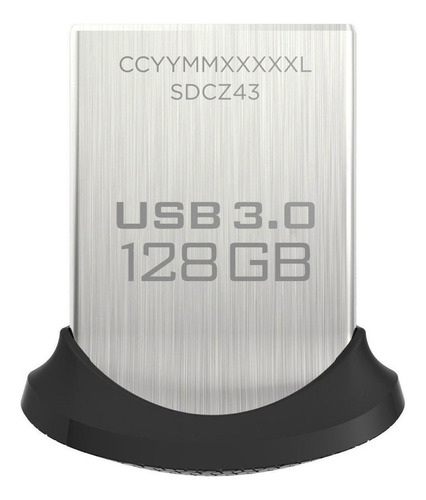 Pendrive SanDisk Ultra Fit 128GB 3.0 preto e prateado