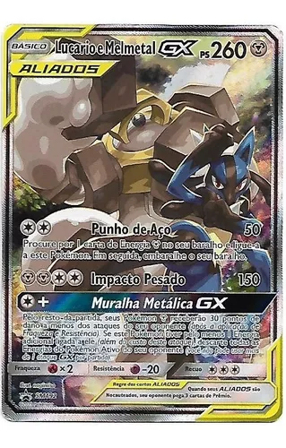 Carta Pokémon Em Metal Lucario GX - Colecionador, Cartinhas Pokémon