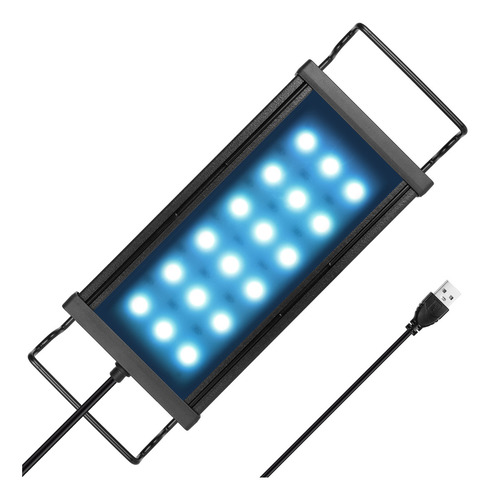 Luz para Pecera USB 20-40cm, Lámpara Para Acuario de Luz Blanca de Espectro Completo, Soporte Ajustable, para Acuarios Pequeños, Alta Luminosidad Natural