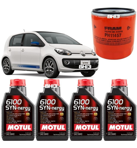 Troca De Óleo Up Tsi Motul 5w40 6100 Sintético Fram Ph11457