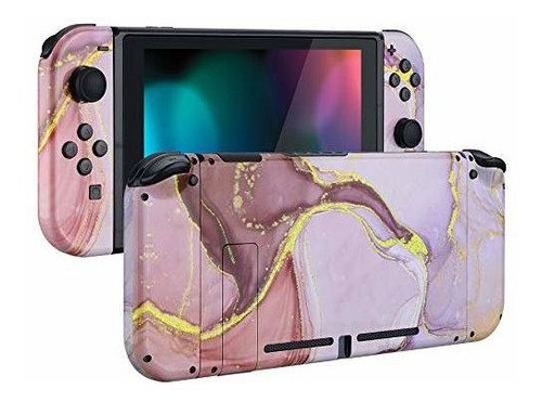 Carcasa Reemplazable Para Nintendo Switch Marmol De Oro Rosa