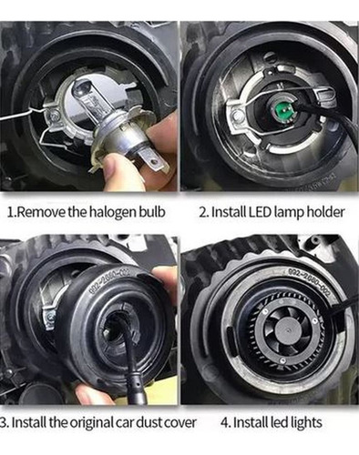 Imagen 10 de 10 de 2 Focos Led H4 Lupa Y6 90w 20.000 Lumenes Autos Motos