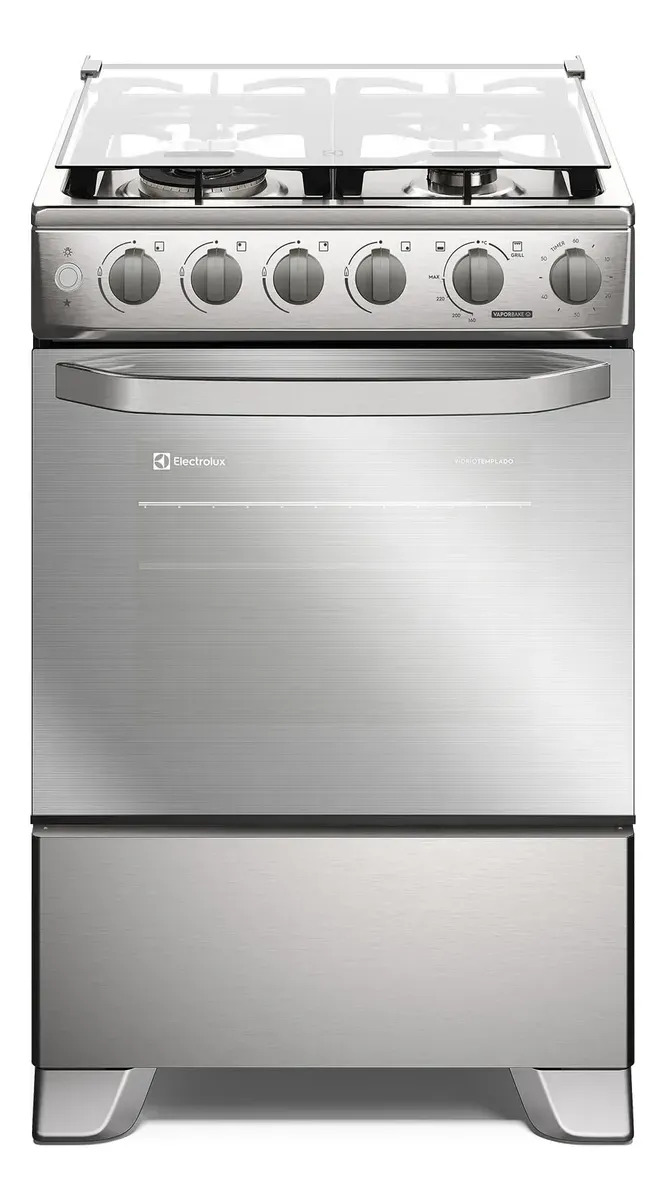 Cocina A Gas 4 Platos Vaporbake, Triple Llama Y Grill Fe4... Inox