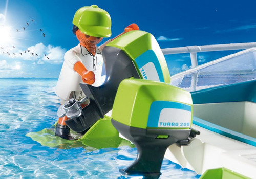 Barco Com Visão Submarina E Motor Original Playmobil 9233 Turistas