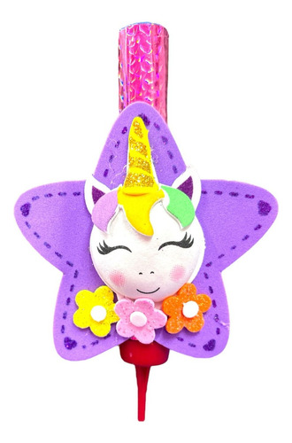 1 Vela Explosiva 12cm Con Foamy Unicornio Flores Para Fiesta