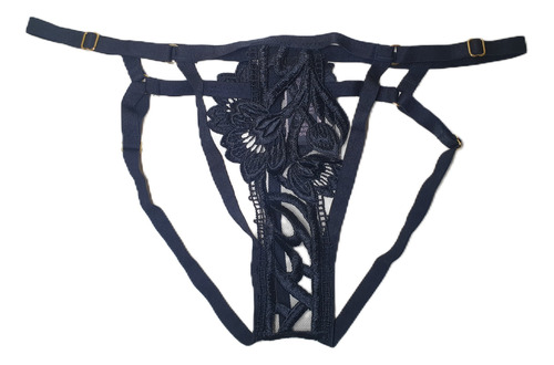 Tanga Victoria's Secret Floreada Negra Nueva