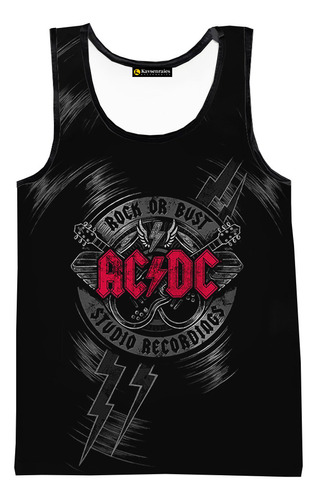 Sax Playeras Sin Mangas Con Estampado 3d Rock Letter Ac Dc