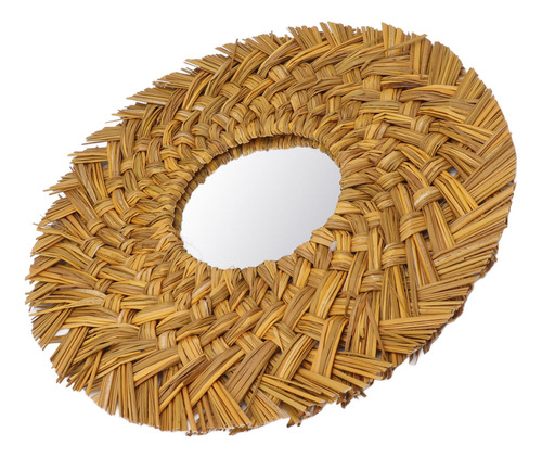 Espelho De Parede De Tecelagem De Palha Para Decoração De Do