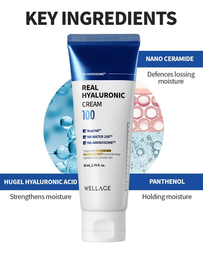 Creme Hialurônico Real Wellage % Hidratante Facial Com Ácido