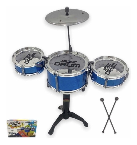 Bateria De Brinquedo Instrumental Infantil Diversão Criança Cor Azul