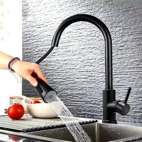 Llave Monomando Lavaplatos Profesional Extraíble Negra Color