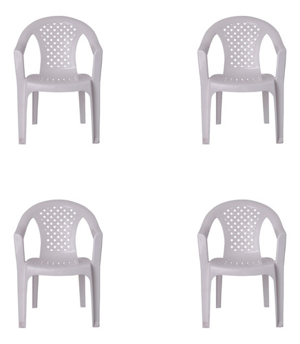 Sillón Silla De Plastico Pvc Blanco Pack X4