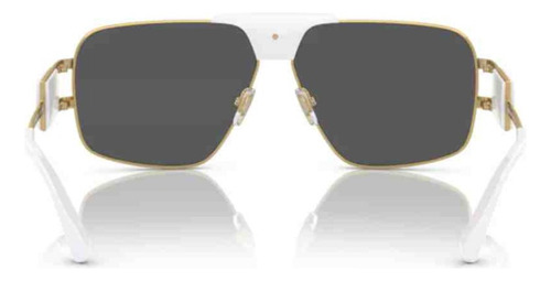 Óculos De Sol Versace Branco Dourado Aço 0ve2251 14718763 Armação Dourado Com Detalhe Branco Haste Branco E Dourado Lente Cinza-escuro