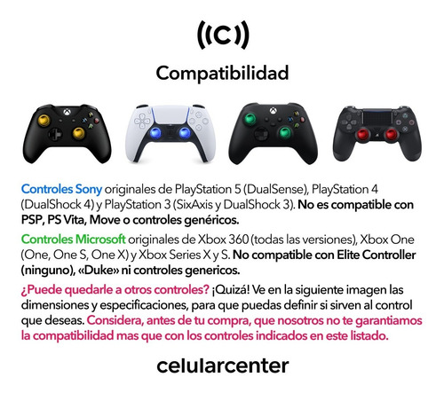 Imagen 4 de 6 de 10 Capuchón Metalico Joystick Xbox One Series X S Ps4 Ps5