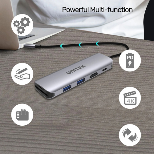 Hub Usb-c P5+ (6 En 1) 2 Puertos Usb 3.1+hdmi+usb-c+tarjetas