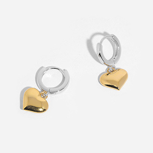 Aretes De Plata 925 Oro 18k Corazones Colgantes Unitalla