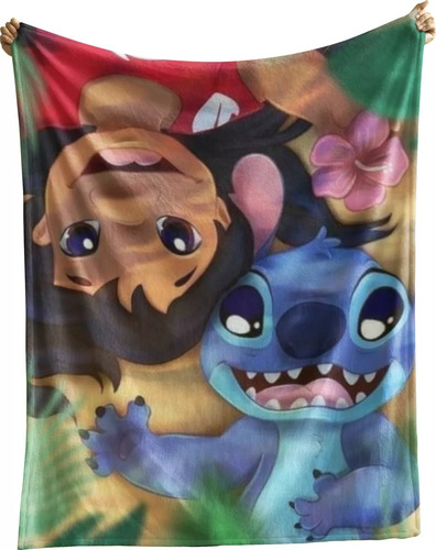 Frazada Comoda Y Super Linda Lilo Y Stich 1,60x1,80cm Lilo Y Stich Blanco