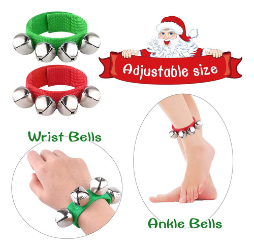 26 Pulseras De Muñequera De Navidad, Campanas De Cascabel, C