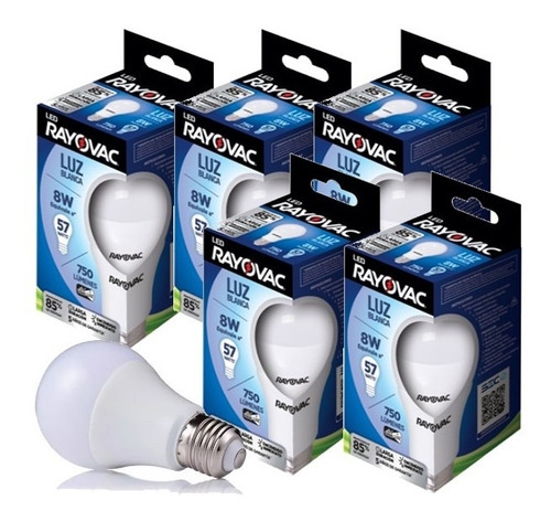 Lampara Led 8w Luz Blanca Rayovac 750 Lúmenes Pack 6un Color de la luz Blanco frío