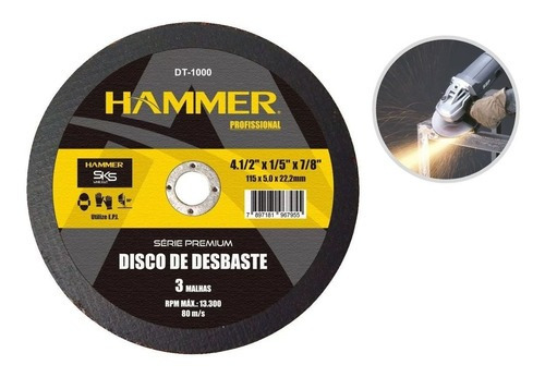 Disco Desbaste 4.1/2 Pol. Esmerilhadeira Profissional Hammer
