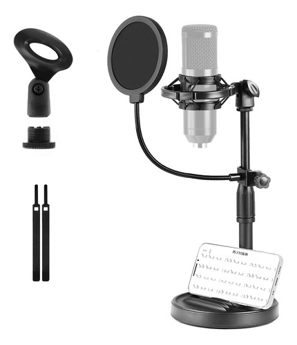 Soporte Microfono Escritorio Para Telefono Mesa Base Pesada