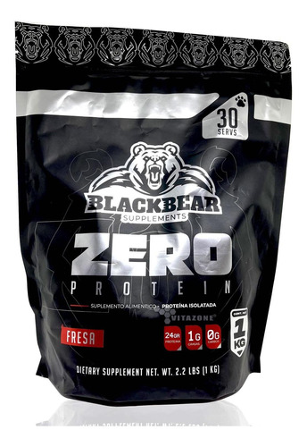 Proteína Zero Carbs 1 Kg Fresa 30 Serv Hidrolizada Blackbear