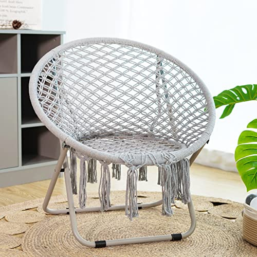 Saucer Chair With Folding Metal Frame, 100% Cotton Hand...