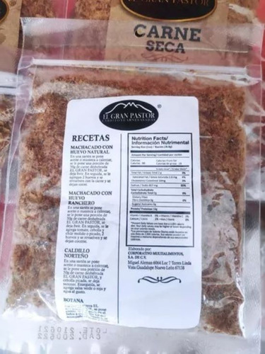 Carne Seca El Gran Pastor 100 Gramos Machaca