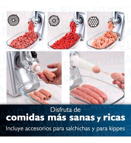 Imagen 4 de 10 de Picadora Eléctrica Embutidora De Carne Con Accesorios