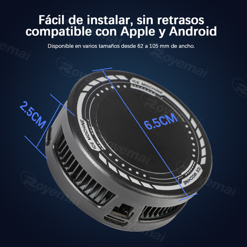 Ventilador de Teléfono Celular Inteligente Royemai Rgb Cooler Gamer color Negro
