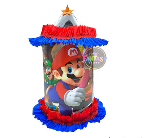 Piñata Super Mario Bros Cilindro Para Cumpleaños