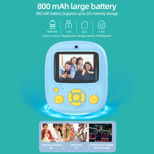 Cámara Digital Para Niños, Impresión De Vídeo De 1080p Con D