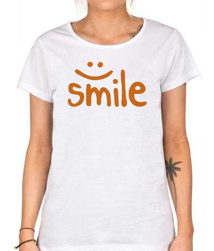 Remera De Mujer Frase Smile Sonrisa Carita Feliz