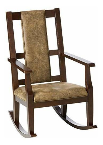 Acme Butsea Rocking Chair - - Brown Fabric & Espresso