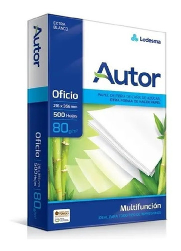 Resma Ledesma Autor Multifunción Oficio, 80 G/m2, 500 Hojas