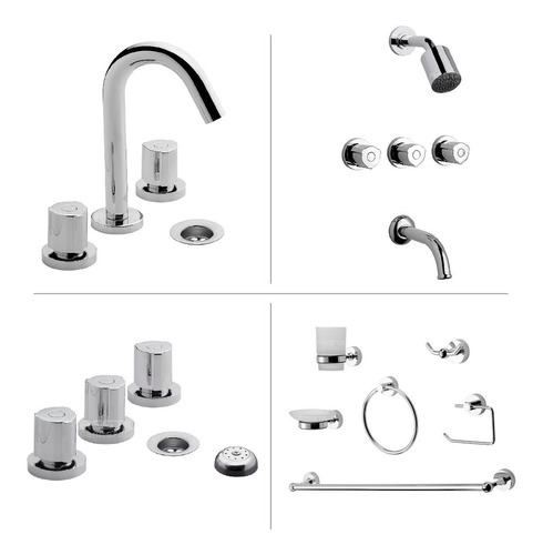 Combo Grifería Fv Radal Lavadero Bidet Ducha C7 + Accesorios