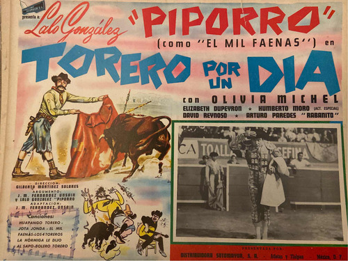 Torero Por Un Día. Piporro. Lobby Card. Original.