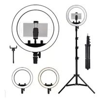Comprar Ring Light Tripé Iluminador Led Portátil 26cm + Tripé 2,10m Cor da estrutura Preto Cor da luz 3000-6000K 110V\u002F220V
