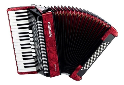 Acordeon Hohner Bravo Iii 80 Bajos Rojo En Caja