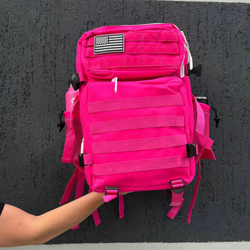 Bolso Tactico 50 Litros Con Portatermo Fucsia 