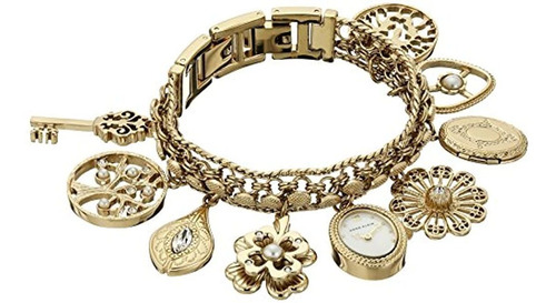 Reloj De Pulsera Con Dijes Dorados Para Mujer