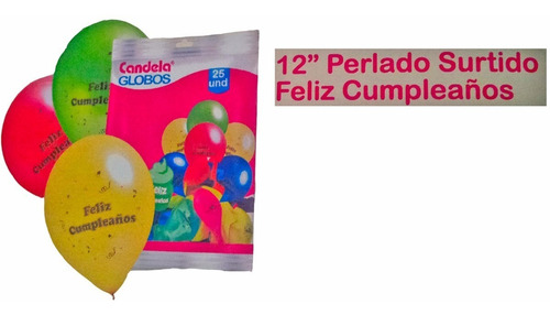 25 Globos Perlados Feliz Cumpleaños - Oferta La Golosineria